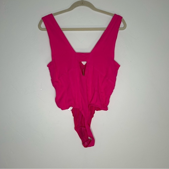 NWT Pilcro Neon Pink Bodysuit Thong Size Medium Spring Summer Festival - Picture 5 of 12